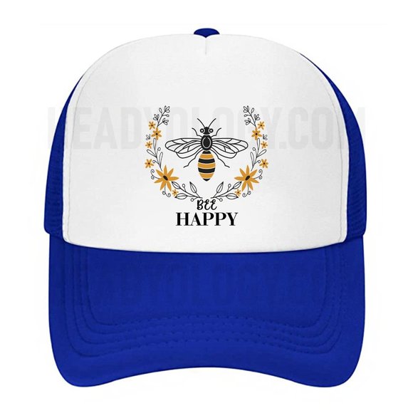 Be Happy Hats Bee Happy Baseball Hats With Bee Inside Flower Enjoying Nectar - Picture 9 of 16